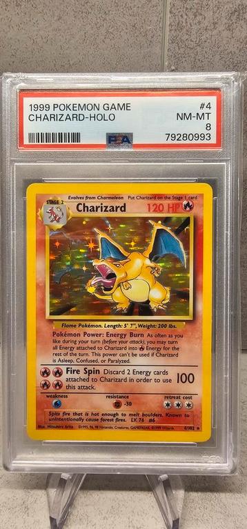 Charizard Base Set 4/102 PSA 8 - Zeldzaam! beschikbaar voor biedingen