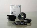 Panasonic Leica DG Summilux 25mm f1.4 ASPH MFT + 3x zonnekap, Gebruikt, Ophalen of Verzenden, Standaardlens