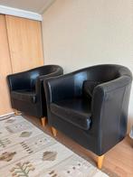 2x Fauteuil zwart, zacht leer inclusief kussen, Huis en Inrichting, Ophalen, Gebruikt, Eenpersoons, 75 tot 100 cm