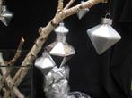 43 Glazen Diamant Kerstballen Zilver Glanzend en Mat Pegel, Diversen, Kerst, Ophalen of Verzenden, Zo goed als nieuw