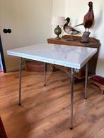 Formica uitschuifbare eettafel marmerprint vintage jaren 60, Huis en Inrichting, Tafels | Eettafels, Ophalen, 50 tot 100 cm, Vintage