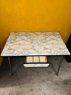 Retro vintage formica tafel met lade marmer look, Ophalen