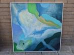origineel ingelijst Schilderij F.Hemmes MOET WEG 87x87, Antiek en Kunst, Ophalen