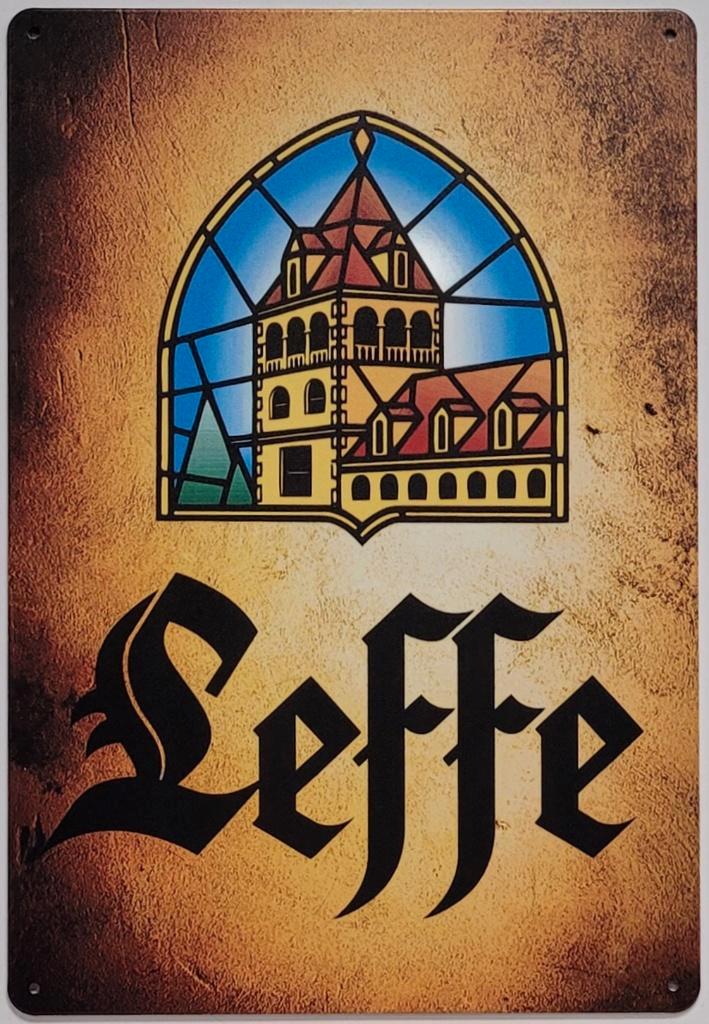 Leffe bier old look reclamebord van metaal wandbord deco, Verzamelen, Biermerken, Nieuw, Reclamebord, Plaat of Schild, Overige merken
