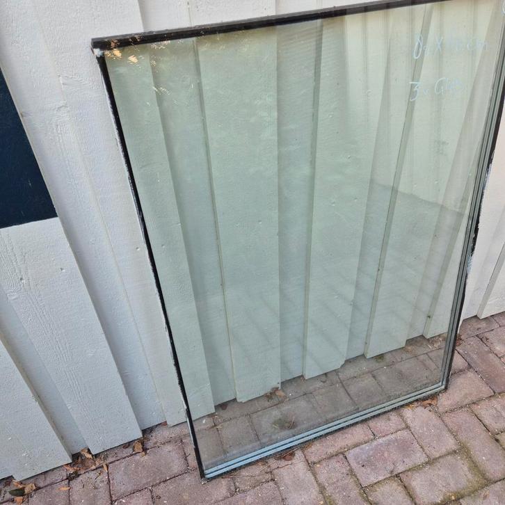 3-voudig glas ruit 80x110 cm, Doe-het-zelf en Verbouw, Glas en Ramen, Gebruikt, Gevelraam of Ruit, 80 tot 120 cm, 80 tot 120 cm