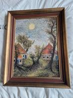 Schilderij met landschap en huizen, Antiek en Kunst, Kunst | Schilderijen | Klassiek, Ophalen