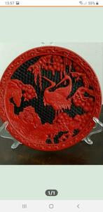 Decoratieve Chinese lakwerk wandplaat met kraanvogels, Antiek en Kunst, Ophalen of Verzenden