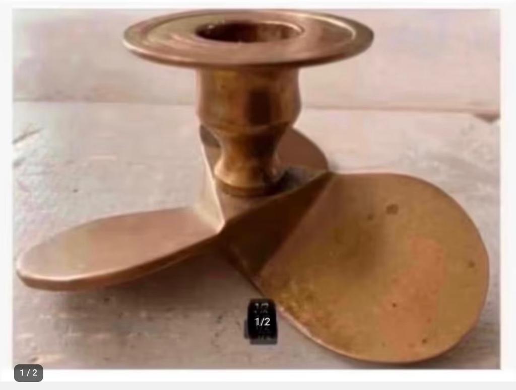 Mooie koperen kaarsen standaard, boten schroef 11 x 6 cm, Antiek en Kunst, Ophalen of Verzenden