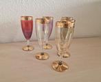 Antieke champagneglazen flute glas goud vintage, Antiek en Kunst, Antiek | Glas en Kristal, Ophalen of Verzenden