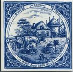 Delfstblauwe tegel "de Boerderij" hand geschilderd, Ophalen of Verzenden