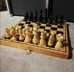 Opklapbaar houten schaakbord met houten stukken, Ophalen of Verzenden, Minder dan 500 stukjes, Zo goed als nieuw, Schaken