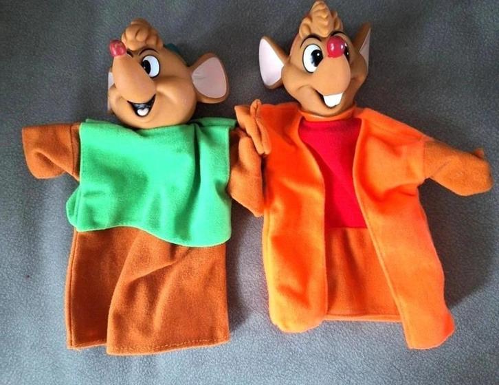 Disney handpoppen Jaq en Gus – Assepoester, Verzamelen, Disney, Zo goed als nieuw, Beeldje of Figuurtje, Assepoester of Belle