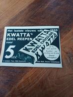 Advertentie van Kwatta chocolade 1934, Verzamelen, Merken en Reclamevoorwerpen, Ophalen of Verzenden, Zo goed als nieuw, Overige typen