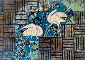 Van Melle blik kraanvogels art deco stijl vintage decoratie beschikbaar voor biedingen