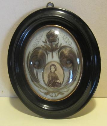 Antieke haarkader, haarwerk, foto memento mori /356 beschikbaar voor biedingen