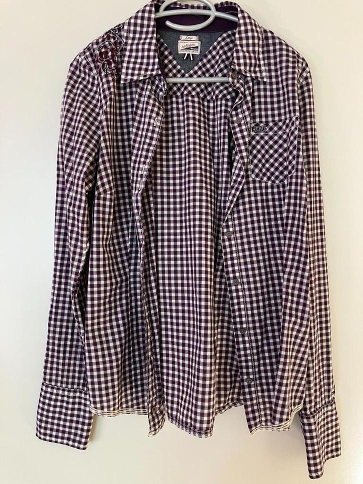 Tommy Hilfiger Denim blouse met lange mouwen - paars - L, Kleding | Dames, Blouses en Tunieken, Nieuw, Maat 42/44 (L), Paars, Ophalen of Verzenden