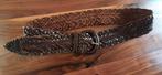 Gevlochten leren dames riem - bruin - 6 cm breed, Echt leder, Ophalen of Verzenden, Gedragen, Bruin
