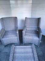 2 rotan verstelbare tuinstoelen inclusief voetenbankje, Tuin en Terras, Tuinstoelen, Ophalen, Zo goed als nieuw, Rotan