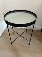 Ronde Zwarte Bijzettafel met spiegel, Minder dan 55 cm, Metaal of Aluminium, Rond, Zo goed als nieuw