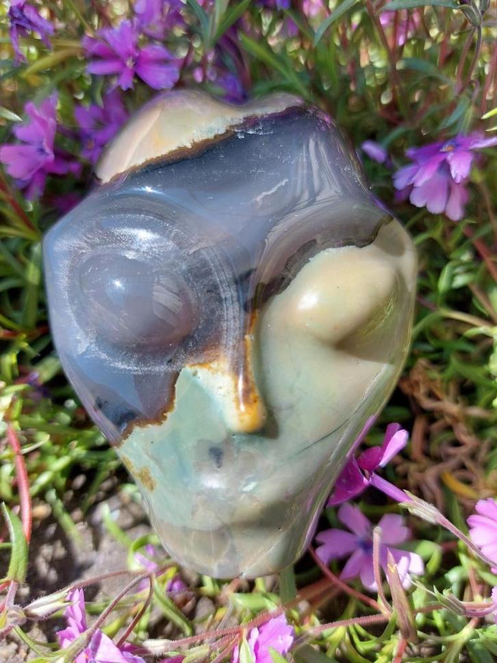 Star being/alien van Vulkaan agaat/ volcano agate, Verzamelen, Mineralen en Fossielen, Mineraal, Ophalen of Verzenden