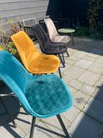 4x velvet kuipstoelen Kick, Huis en Inrichting, Stoelen, Ophalen, Gebruikt, Overige kleuren, Vier