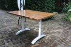 Leuke ideale tuintafel terrastafel metaal houtlook 120x80cm, Zo goed als nieuw, Ophalen