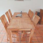 Teak eettafel met 6 stoelen, Huis en Inrichting, Tafels | Eettafels, Ophalen, Gebruikt, Teakhout, 50 tot 100 cm