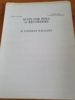 Suite for Pipes or Recorders - Vaughan Williams, Gebruikt, Klassiek, Overige soorten, Ophalen of Verzenden