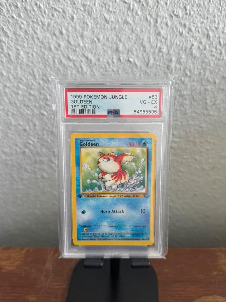 Goldeen PSA first edition Jungle, Hobby en Vrije tijd, Verzamelkaartspellen | Pokémon, Zo goed als nieuw, Losse kaart, Ophalen of Verzenden