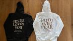 Nieuwe Hoodies:Jesus loves You/Faith over Fear. Wit/Zwart, Ophalen of Verzenden, Nieuw, Maat 46 (S) of kleiner