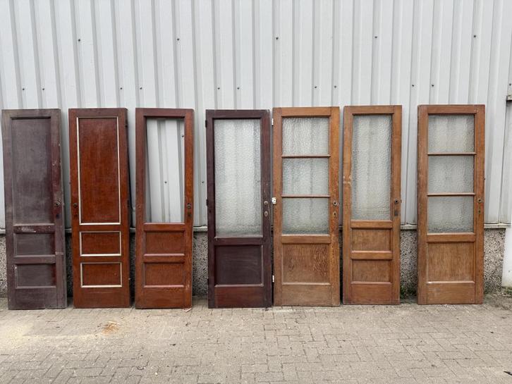 7 prachtige pitchpine smalle deuren, Doe-het-zelf en Verbouw, Deuren en Horren, Zo goed als nieuw, Binnendeur, 200 tot 215 cm