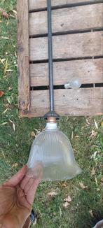 Antieke hanglamp met glazen kap, Huis en Inrichting, Lampen | Hanglampen, Ophalen of Verzenden, Gebruikt, Glas, Antiek