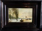 schilderij Louis Apol. Hollands winterlandschap. in lijst, Antiek en Kunst, Ophalen of Verzenden
