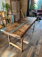 Unieke eettafel / markttafel / sidetable, Huis en Inrichting, Ophalen, 50 tot 100 cm, Zo goed als nieuw, Vijf personen of meer
