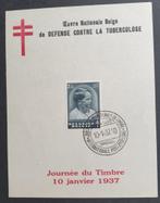 België 1937 1e dag uitgifte  10-01-1937 Tuberculose, Postzegels en Munten, Zonder envelop, Gestempeld, Overig, Ophalen of Verzenden