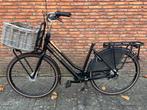 Gazelle Duty zwart met rieten mand en jasbeschermer, Gebruikt, Gazelle Heavy Duty, Versnellingen, 56 cm of meer