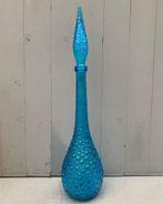 Blauwe Empoli fles bubbels, vaas karaf Italië vintage, Antiek en Kunst, Ophalen