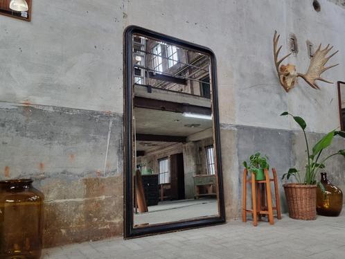 XL Franse Antieke Spiegel Zwart Goud | Grote Hang Spiegel, Huis en Inrichting, Woonaccessoires | Spiegels, Gebruikt, 100 tot 125 cm