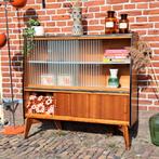 Knus Mid-Century Wandkastje Teakfineer, Teakhout, Ophalen of Verzenden, Minder dan 150 cm, Minder dan 100 cm