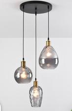 €115,95 Zwarte hanglamp van smoke glas met bolling, Huis en Inrichting, Lampen | Hanglampen, Ophalen, Nieuw, Glas, Minder dan 50 cm