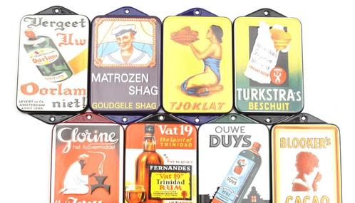 8 stuks - emaille deurpostje / emaille reclame, Verzamelen, Merken en Reclamevoorwerpen, Zo goed als nieuw, Reclamebord, Ophalen of Verzenden