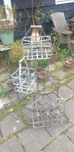 Oude zinken Franse wijnrekken flessen rek voor 4 6 8 flessen, Ophalen of Verzenden