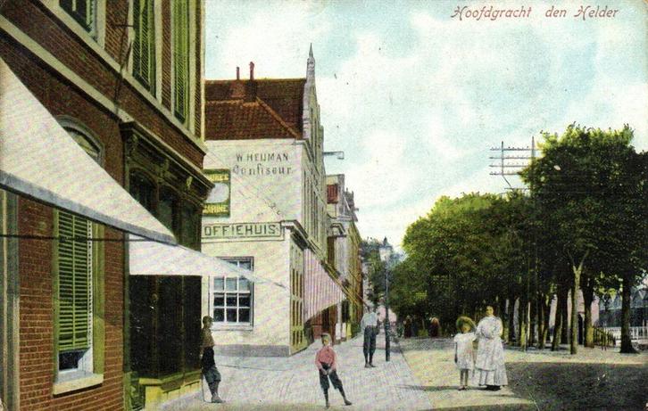 Hoofdgracht - den Helder - W. Heijman Confiseur - 1907 gelop, Verzamelen, Ansichtkaarten | Nederland, Ongelopen, Noord-Holland
