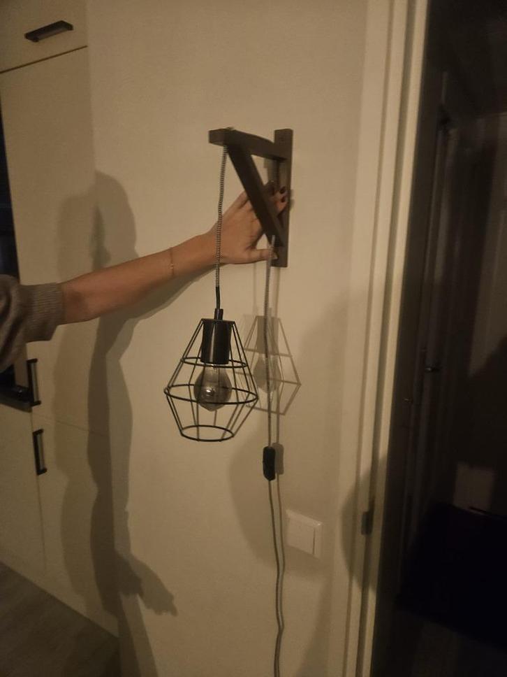 Hanglamp, Huis en Inrichting, Lampen | Hanglampen, Zo goed als nieuw, Minder dan 50 cm, Hout, Ophalen of Verzenden