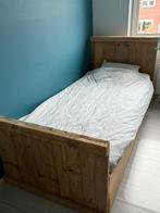 Steigerhouten 1 persoonsbed met lade op wieltjes, Kinderen en Baby's, Ophalen, 85 tot 100 cm, Zo goed als nieuw, Lattenbodem