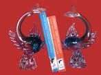 Boekensteunen Murano licht blauw/rose vissen., Ophalen