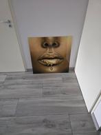 Pure Living: schilderij glas afbeelding Golden Lips 80x80 cm, Ophalen, 75 tot 100 cm, Schilderij, 75 cm of meer