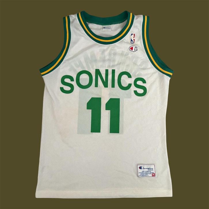 Vintage 90s NBA Sonics ZELDZAAM Schrempf jersey baskerball M, Sport en Fitness, Basketbal, Ophalen of Verzenden