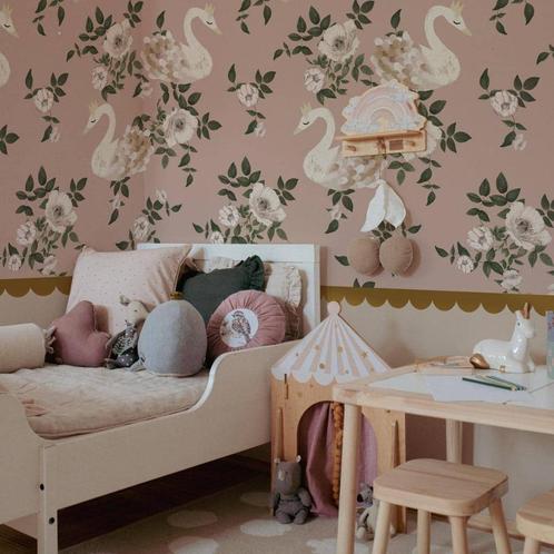 Kinderbehang Behang Zwanen Warm Roze Dekornik, Kinderen en Baby's, Kinderkamer | Inrichting en Decoratie, Nieuw, Wanddecoratie