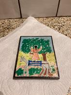 Beschilderde oude tegel, Ophalen of Verzenden